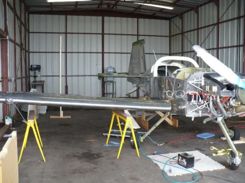 Using saw horses to install wings