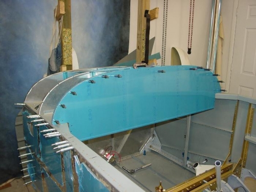 Here the panel has been clecoed in place.