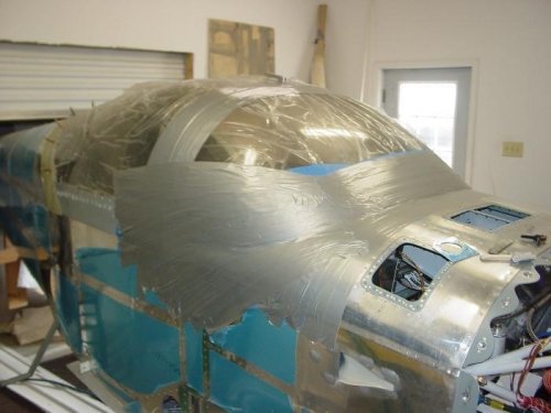 Here is the left side of the fuselage  layered in duct tape.