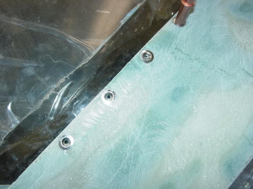 Glued #6 counter sunk washers for strength where the rivits will mate to the canopy.