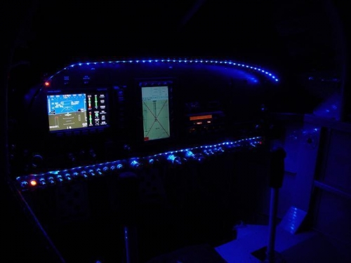 Here is  a shot of the instrument panel with the lights on.