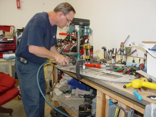 here I am cutting out the hole for the glove box.