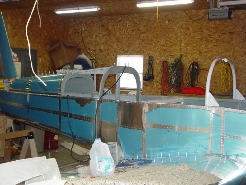 Here you can see the rear turtle deck rivited on.