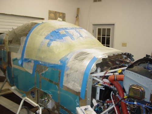 Here is the final layup of fiberglass.