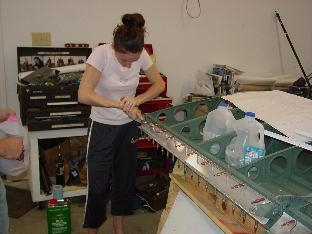 Erin clecoing the gap fairing to the trailing edge.