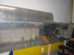 here is the wing with the top skins finished.