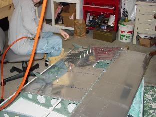 Here is Jake setting the rivits before we buck them.