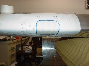 Here I taped the pattern onto the leading edge.