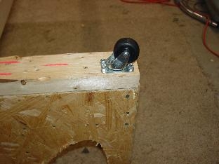 This shows the castering wheel mounted on the bottom of the wing.