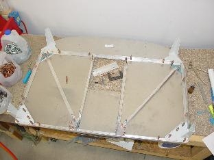 Here is the firewall with the braceing clecoed on.