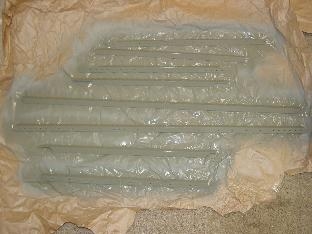 Here are the long pieces of braceing after being primed.