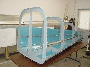 View of the rear fuselage with one side removed.