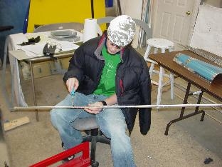 Here is Jake deburing and then dimpling  J channels.