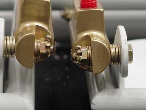 Here is a shot of the brake cylinders bolted to the brake/rudder peddles.