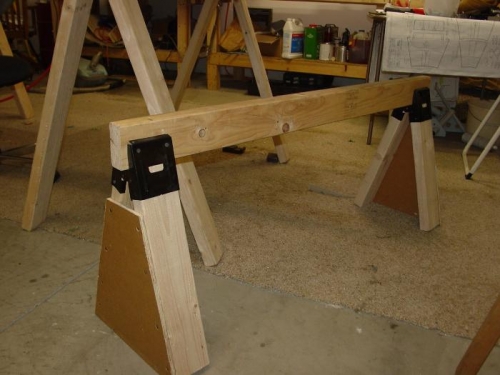 Here is the saw buck I cut down to 20 inches high, it will sit under the center fuselage .