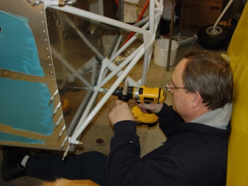 Here I am drilling the motor mount.