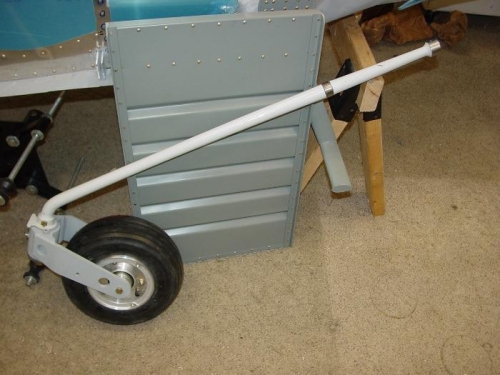 Here is the nose wheel mounted to the nose gear.