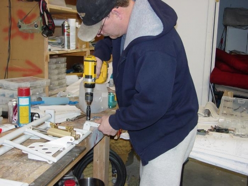 Here I am countersinking thwe braceing for the dimple in the battery box.