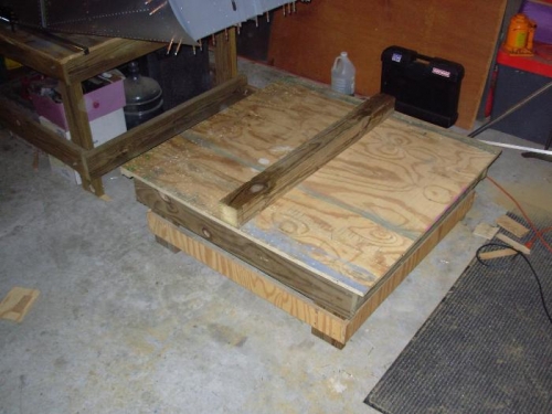 The fuselage sits on a 4x4 in the gear channel