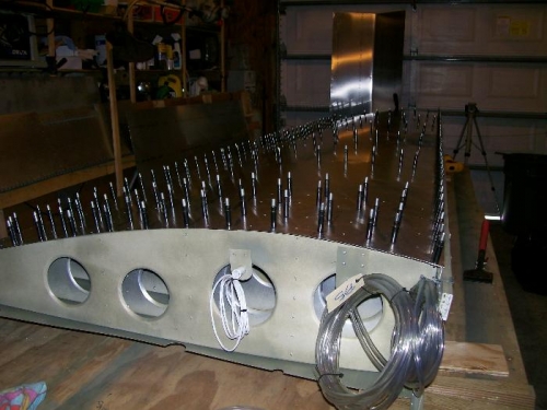 Clecoed in place for riveting