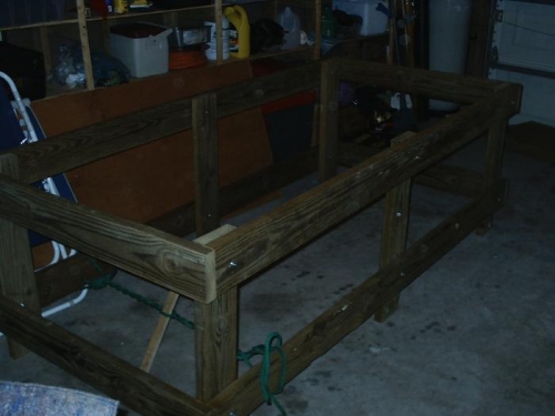 Table frame nearly complete - missing center reinforcements at this point