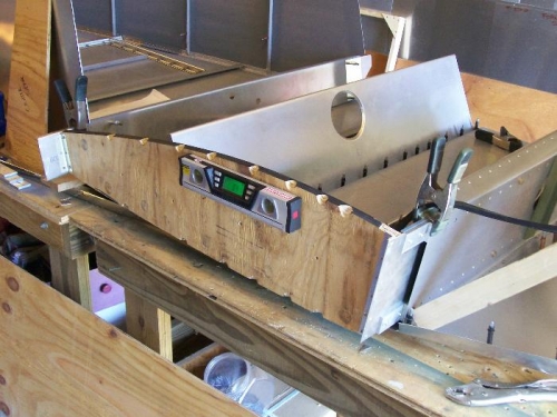 Passenger side wing jig in place