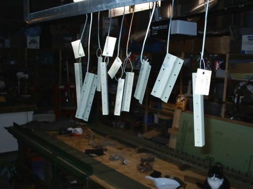 Spar parts on drying rack