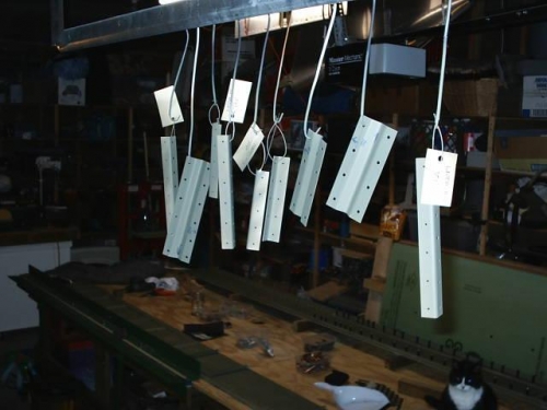 Spar parts on drying rack