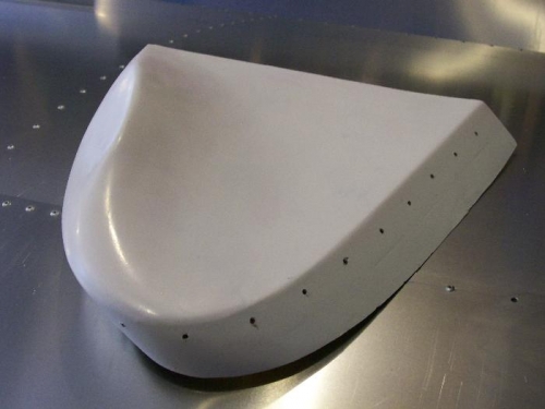 The fiberglass tip ready to go in