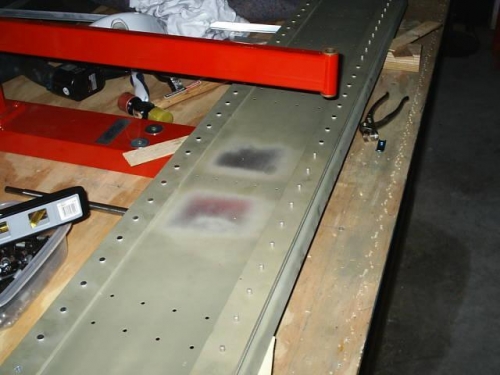 Spar riveting in progress