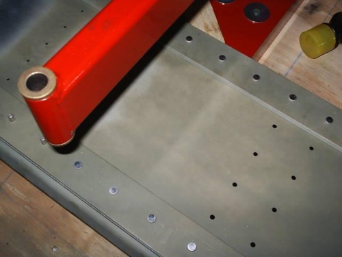 Close-up of riveting arbor