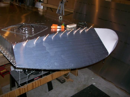wingtip skin cut using plexiglass template