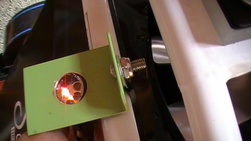 Laser pointer helped determine bracket alignment