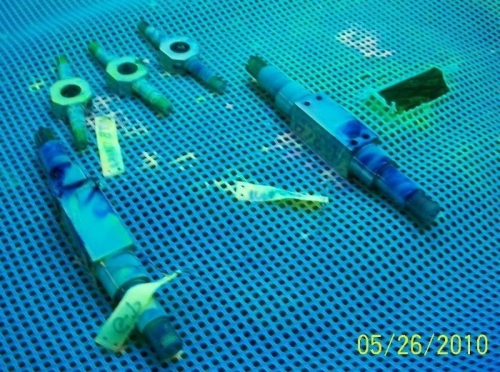 Spindles under going Fluorescent Penetrant (Zyglo)  inspection