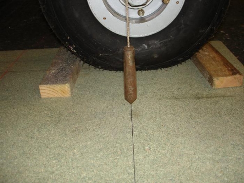 Dropped a plumb bob from the leading edge