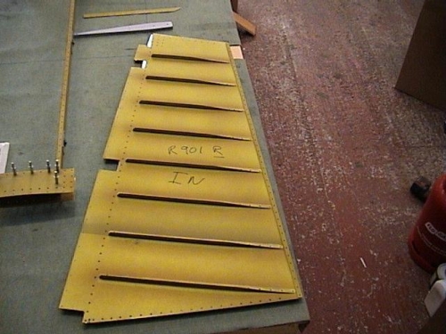 Riveting the rudder stiffeners