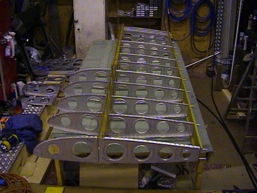 Wing skeleton clecoed together