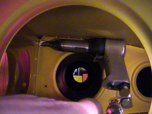 The red reflection is from an infra red heater