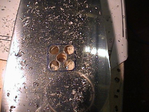 Mark and drill 5 x 1/4 holes