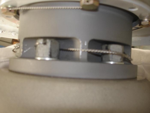 Safety wired prop bolts