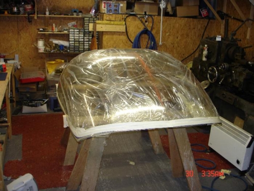 I set the canopy on a pair of saw horses to make the second cut