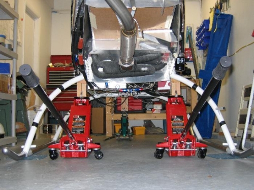 Jacks in place for lowering