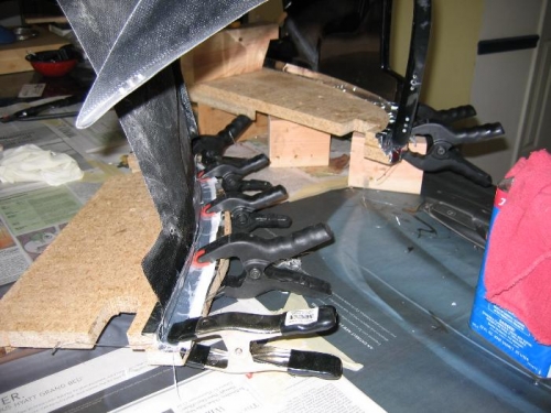 Pilots headliner in jig