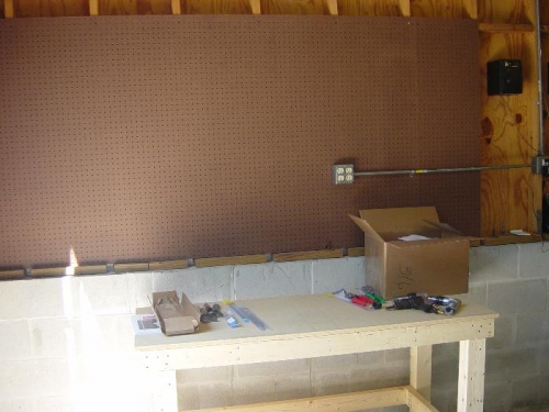 New work bench and a box of tools from Avery