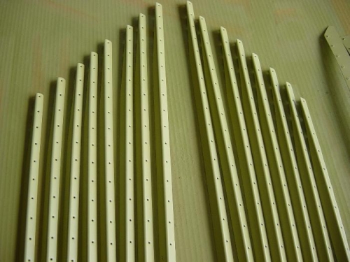Rudder stiffners primed and ready to back rivet