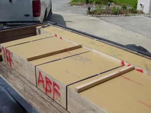 Crates at home ready to be unloaded