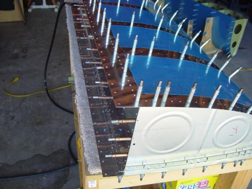Left leading edge waiting to be dimpled and riveted