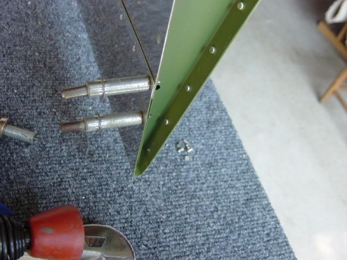 The trailing edge of the flap with the small spacer in place