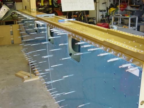 Right Skins clecoed for back drilling