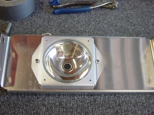 Halogen landing light installed to backing plate